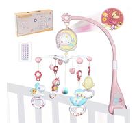 Aolkee - Giostrina per culla per bambini, con rotazione a 360° e sonagli rotanti, con telecomando, funzione di temporizzazione, regalo per neonati