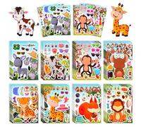 Aolso 24 Pezzi di Adesivi Animali per Bambini,DIY Set di Adesivi,Stickers Bambini,8 stili diversi-Animali Della Giungla