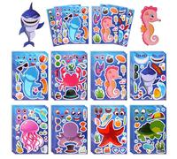 Aolso 24 Pezzi di Adesivi Animali per Bambini,DIY Set di Adesivi,Stickers Bambini,8 stili diversi-Animali dell'oceano
