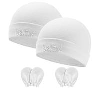 Aolso 2PZ Cappellino per Ragazzi e 2 Paia Guanti da Neonato, Berretti per Bambino Antigraffio Cotone Elastico, da 0 a 6 Mesi