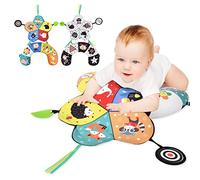 Aolso 3 in 1 Tummy Time Pillow, Cuscino per Allattamento con Giocattoli Massaggiagengive e Specchio, per Giocare a Pancia in Giù in Modo Sicuro e Divertente, Rafforza i Muscoli, Adatto per Neonati