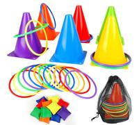 Aolso 31 Pz Giochi da Esterno, 3 in 1 Set da Gioco del Lancio Dell'anello con Sacchetti di Fagioli Coni di plastica, Set di Giochi per Feste in Giardino, Compleanni, Sportivi Allaperto