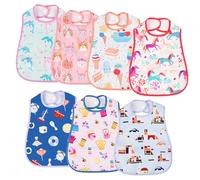 Aolso Bavaglini Neonato, 7 Pezzi Bavaglino Bambini Impermeabile con Tasca, Bavaglini Lavabili, Giocare e Mangiare Piccoli da 6 Mesi a 3 Anni-Ragazza