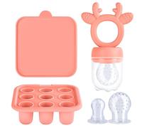 Aolso Ciuccio Per Alimenti Neonati, Ciuccio Per Frutta Neonati Alimentatore, Allevia Il Dolore Alle Gengive, Vassoi Per Congelatore, L'alimentazione Sicura Dei Bambini (9 Grids-Arancia)