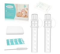 Aolso Colostrum Collector Kit 5ml,2pcs Riutilizzabile Contenitori Latte Materno in Silicone,Senza BPA,Contenitore Colostro con Panno di Cotone,Spazzola per la Pulizia,Etichette,Può Nutrire Il Bambino