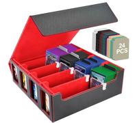 Aolso Commander Deck Box per MTG,Scatola Magnetica con 4 Supporti per Carte da Collezione, per 2400+Carte, Deck Case con 24 Divisori-Rosso