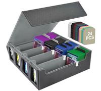 Aolso Commander Deck Box per MTG,Scatola Magnetica con 4 Supporti per Carte da Collezione, per 2400+Carte, Deck Case con 24 Divisori-Grigio