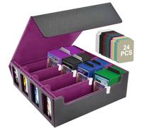 Aolso Commander Deck Box per MTG,Scatola Magnetica con 4 Supporti per Carte da Collezione, per 2400+Carte, Deck Case con 24 Divisori-Viola