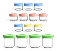 Aolso Contenitori Alimentari, 14 Pezzi Vasetti Ermetici Conservazione, Multicolore, Vetro Contenitore 300ml+60ml, Contenitori Pappa Neonati Per Lavastoviglie Freezer E Microonde
