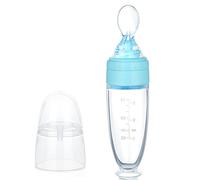 Aolso Cucchiai Dosatori in Silicone per Alimenti per Bambini, Cucchiaino Svezzamento Silicone, Biberon con cucchiaio, per uso alimentare sicuro- senza BPA(Blu)