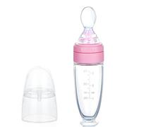 Aolso Cucchiai Dosatori in Silicone per Alimenti per Bambini, Cucchiaino Svezzamento Silicone, Biberon con cucchiaio, per uso alimentare sicuro- senza BPA (Pink)