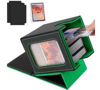 Aolso Deck Box,Magnetic Flip Deck Box Magic con capacità di 100+ Cartes Collezionabili, 2separadores+ 1Protector Rígido,Scatola Porta Carte per Carte da Collezione MTG PTCG TCG Commander, Nero Verde