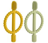 Aolso Dentizione Neonati Giocattolo, 2 Pezzi Massaggiagengive Per Neonati Doppia Testa, Massaggiagengive Per Bambini Favorisce Il Senso Visivo E Le Capacità Motorie, Lenire I Bambini, Giallo Verde