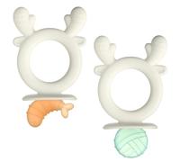 Aolso Dentizione Neonati Giocattolo, 2 Pezzi Massaggiagengive Per Neonati Doppia Testa, Massaggiagengive Per Bambini Favorisce Il Senso Visivo E Le Capacità Motorie, Lenire I Bambini, Arancione Blu