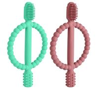Aolso Dentizione Neonati Giocattolo, 2 Pezzi Massaggiagengive Per Neonati Doppia Testa, Massaggiagengive Per Bambini Favorisce Il Senso Visivo E Le Capacità Motorie, Lenire I Bambini, Rosso E Verde