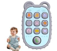 Aolso Dentizione Sollievo Dentiera Giocattoli per Bambini, Telefono in Silicone, Senza BPA, Massaggia Gengive Neonati per Bambini-Grigio
