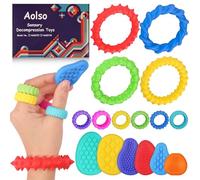Aolso Fidget Toys,4 Pezzi di Braccialetti Fidget Elastici 6 Pezzi di Anelli Fidget 6 Pezzi di Pietre sensoriali for Antistress Bambini Antistress Adulti,Giochi Autismo per Adhd,Come Regali per Bambini