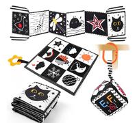 Aolso Giochi Neonato 0-12 Mesi, Libri di Stoffa Interattivo, Tattile Alto Contrasto Libro Sensoriale Neonati Giocattoli Educativi