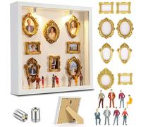 Aolso Mini Cornice Silhouette Museo, Cornici Personalizzate per Foto con 8 Figure da Museo e 8 Mini Cornici Dorate Luci a LED, per Decorazioni Domestiche, Anniversari, Compleanni, Bianco