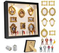 Aolso Mini Cornice Silhouette Museo, Cornici Personalizzate per Foto con 8 Figure da Museo e 8 Mini Cornici Dorate Luci a LED, per Decorazioni Domestiche, Anniversari, Compleanni, Nero