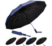 Aolso Ombrello Pieghevole Antivento a 12 Costole, Chiusura Automatica Ombrello Pieghevole, Ombrelli Pieghevole Compatto Anti-Tempesta, UPF>50+ Ombrello da Sole,Anti UV(Blu)