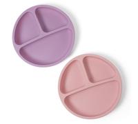 Aolso Piatto con Ventosa per Bambini in Silicone, 2 Set Piatti Bambini Pappa Svezzamento Piatto, Piastra di Alimentazione per Neonati, Lavabile in Lavastoviglie