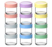 Aolso Set Dodici Vasetti Ermetici Conservazione Pappe, 60ml Vasetti Ermetici Conservazione, Multicolore, Vetro Contenitore, Contenitori Pappa Neonati Per Lavastoviglie Freezer E Microonde