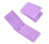 Aolso Tastiera Wireless Bluetooth Pieghevole, Tastiera Wireless Leggera, Triplo Pairing, Tastieras Portatile Ricaricabile per Smartphone/Tablet/PC/iPad/iPhone, Sistema Windows, iOS, Android-Viola