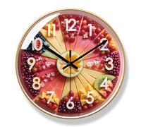 Aolyty Orologio da parete a batteria da 30,5 cm, orologio al quarzo silenzioso, orologio da frutta decorativo per interni per camera da letto, ufficio, cucina (oro)