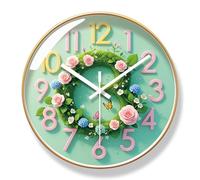 Aolyty Orologio da parete a batteria da 30,5 cm, orologio al quarzo silenzioso, orologio decorativo per interni per camera da letto, ufficio, cucina (C-oro)