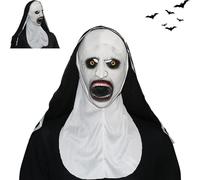 AOMAIGAD Maschera da Suora Spaventosa di Halloween - Nun Horror Latex Maschere - Accessori per Feste
