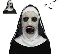 AOMAIGAD Maschera da Suora Spaventosa per Halloween - Nun Horror Latex Maschere - Accessori per Feste