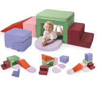 Aomdom Blocchi da arrampicata per bambini, 7 pezzi, blocchi di sicurezza, cerniera nascosta e maglia morbida, schiuma elastica e bordi arrotondati, giocabile come sedile, giocattolo da arrampicata da
