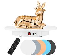 Aomdom Piatto Girevole Elettrico, Base Girevole Elettrico a 360 Gradi 100KG 42CM Regolabile Velocità Rotazione e Angolo, Espositore Girevole Elettrico con 5 PVC Guarnizione per Esposizione Prodotti