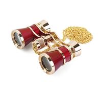 Aomekie Binocolo da Teatro Pieghevole 3X25 Teatro Occhiali con Collana a Catena in Metallo per Concerto Spettacolo Turismo（rosso）