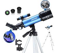 Aomekie Telescopio Astronomico Bambini 70/400 Telescopio Rifrattore con Treppiede Regolabile Adattatore Mirino Barlow Come Regalo per i Bambini di Natale