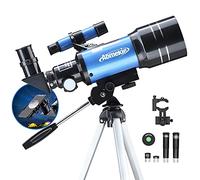 AOMEKIE Telescopio per Bambini 70mm Telescopio Astronomico con Treppiede Smartphone Adattatore Mirino Barlow Lente Come Regalo Regali di Natale