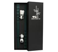 Aomhrek Bacchette Cinesi Riutilizzabili, 2 Paia di Bacchette con Porta Bacchette Panda in Ceramica, Bacchette Sushi per Bambini e Adulti, Ideale per Sushi, Noodles, Regalo Elegante (verdi)