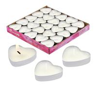Aomhrek Candele Decorative Bianche, Candele Tealight a Forma di Cuore per Sorprese Romantiche, Decorazioni San Valentino e Matrimonio, Pacco da 50