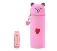 Aomhrek Set Astuccio Monocromo in Silicone, Astuccio in Silicone e Gomma Estensibile, Astuccio Portapenne per Bambini, Astuccio Scuola in Silicone per Bambina, Astuccio Scolastico Pratico (Pink)