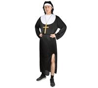 Aomig Adulto Uomo Suora Costume, Suora Costume per Adulti, 4PZ Vestito da Suora per uomo, Cappello, Cintura, Croce, Costume prete, Sorella Convento, Costumi in Maschera, Halloween, Carnevale, XL