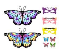 Aomig Ali di Farfalla per Bambini, Costume Fata Bambina, Ragazze Scialle Farfalla con Maschera e Fascia, Butterfly Wings Costume Corto, Mantello*2+Maschera*3+Forcina*4 (9PZ-Serie Colorata)