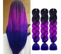 Aomig Allungato Intrecciare, 3pcs Dreadlock Parrucca, Ombre Jumbo Trecce Jumbo Estensioni dei Capelli Resistenti ai Calore, Parrucca Rasta per Crochet Twist Intrecciare i Capelli Africane Extension