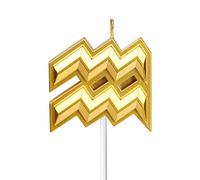 AOMIG Candele Compleanno, Candeline Oro di Costellazione Candele Torta Compleanno, Candele di Compleanno Candela Buon Compleanno per Bambini, Adulti, 3D Candelina Cake Topper per Feste（Acquario）