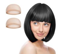 Aomig Caschetto Colorato Set Parrucca con 2 Cappucci, Parrucche a Spalla Bob per Spettacolo, Carnevale, Halloween e Feste