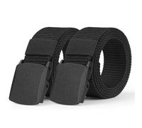 Aomig Cintura Tattica in Tela, 2Pcs Regolabile in Nylon Con Plastica Fibbia, Non Poroso, Militare, Outdoor da Uomo (Nero)