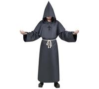 Aomig Costume da Monaco, Monaco Sacerdote Accappatoio Frate Medieval Rinascimentale, Cosplay Costume Robe Adulto Mantello, Abito da Mago Costume da Prete per Halloween Carnevale(Grigio Scuro-XL)