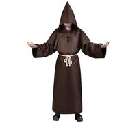 Aomig Costume da Monaco, Monaco Sacerdote Accappatoio Frate Medieval Rinascimentale, Cosplay Costume Robe Adulto Mantello, Abito da Mago Costume da Prete per Halloween Carnevale(Marrone-M)