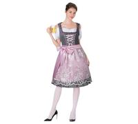 Aomig Dirndl Costume Oktoberfest da Donna, Blu Dirndl da cameriera Girocollo, 3PZ: Vestito, Camicia, Grembiule, Abbigliamento Dell'Oktoberfest Vintage Elegante Halloween Bavarese Carnevale Festa (S)