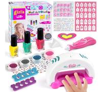 Aomig Kit Trucchi Bambina con 38Pcs Gioco Per Unghie e L'asciugatrice Di Smalti, Principessa Trucco Principianti 5-12 Anni Festa Regali di Halloween